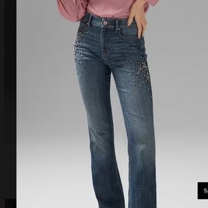 WHBM HR Embellished Skinny Flare Jeans Medium wash sz 2s